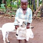 Goat project beneficiary with tears